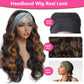 YUPEWG Long Wavy Headband Wigs for Black Women Glueless Highlight Brown And Black Synthetic Headband Wig Ready to Wear Wigs Glueless Wigs Daily Party Wear