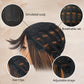 NOVFLKW Highlight Long Straight Layered Wig with Bangs for Women 26 inch Highlight Brown Put on Go Realistic Synthetic Heat Resistant Natural Wig for Girls Party Cosplay and Daily Use