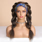 WIGNEE Brown Highlights Kinky Straight Headband Wig for Women 22 Inches Yaki Straight Wigs with Black Headband Kinky Straight Wigs for Black Women (2A/30# Highlights, 22 Inch)