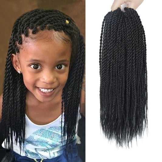 NAYOO Crochet Hair for Kids - 8 Packs 12 Inch Short Crochet Hair For Black Women, 30 Strands/Pack Small Crochet Twist Hair Hot Water Setting, Crochet Twist Braids Hair with Natural Ends(12 Inch, 1B)