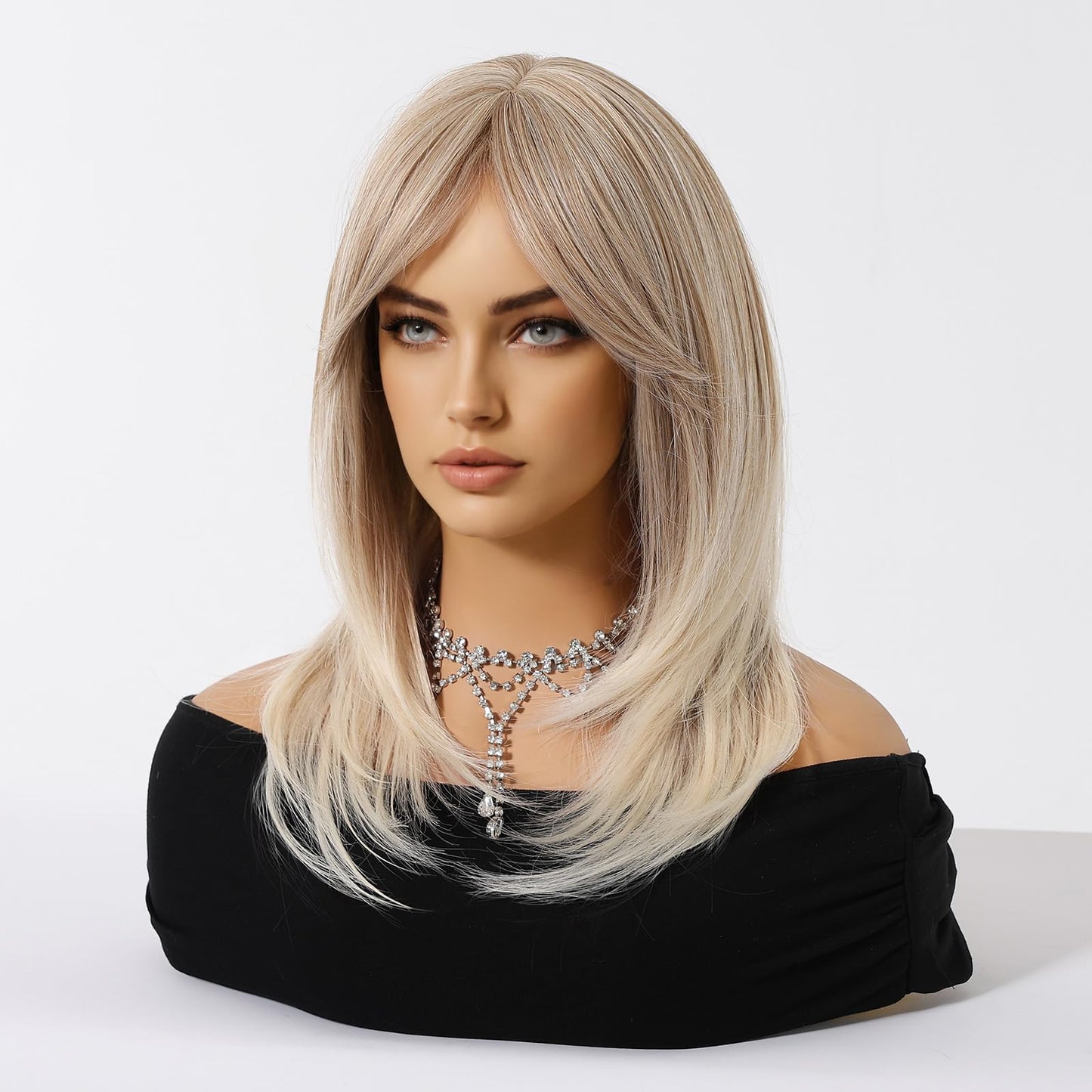 Tumhorn Blonde Wig for Women Long Wavy Wigs Middle Part Natural Looking Heat Resistant Synthetic Wig for Daily Party Use