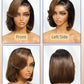 Nadula Glueless Bye Bye Knots Short Bob Drawstring Wig human Hair with Blow Out Bangs, Black to Chestnut Brown Ombre Pre Cut 7X5 HD Lace Front Wigs Pre Plucked Bleached Knots Ready to Wear 10inch