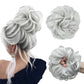 CJL HAIR Large Messy Bun Hair Piece Wavy Curly Scrunchies Synthetic Chignon Ponytail Hair Extensions Thick Updo Hairpieces for Women (Light Silver Grey)