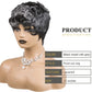 BOBCOO Pixie Cut Wig Short Wigs for Black Women Short Pixie cut Wigs for Black Women (Black & Grey)