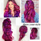 Sabosi Long Purple Ombre Curly Wig for Women Colorful Wig Cosplay Costume Wig Long Natural Loose Wavy for Halloween Costume Wig