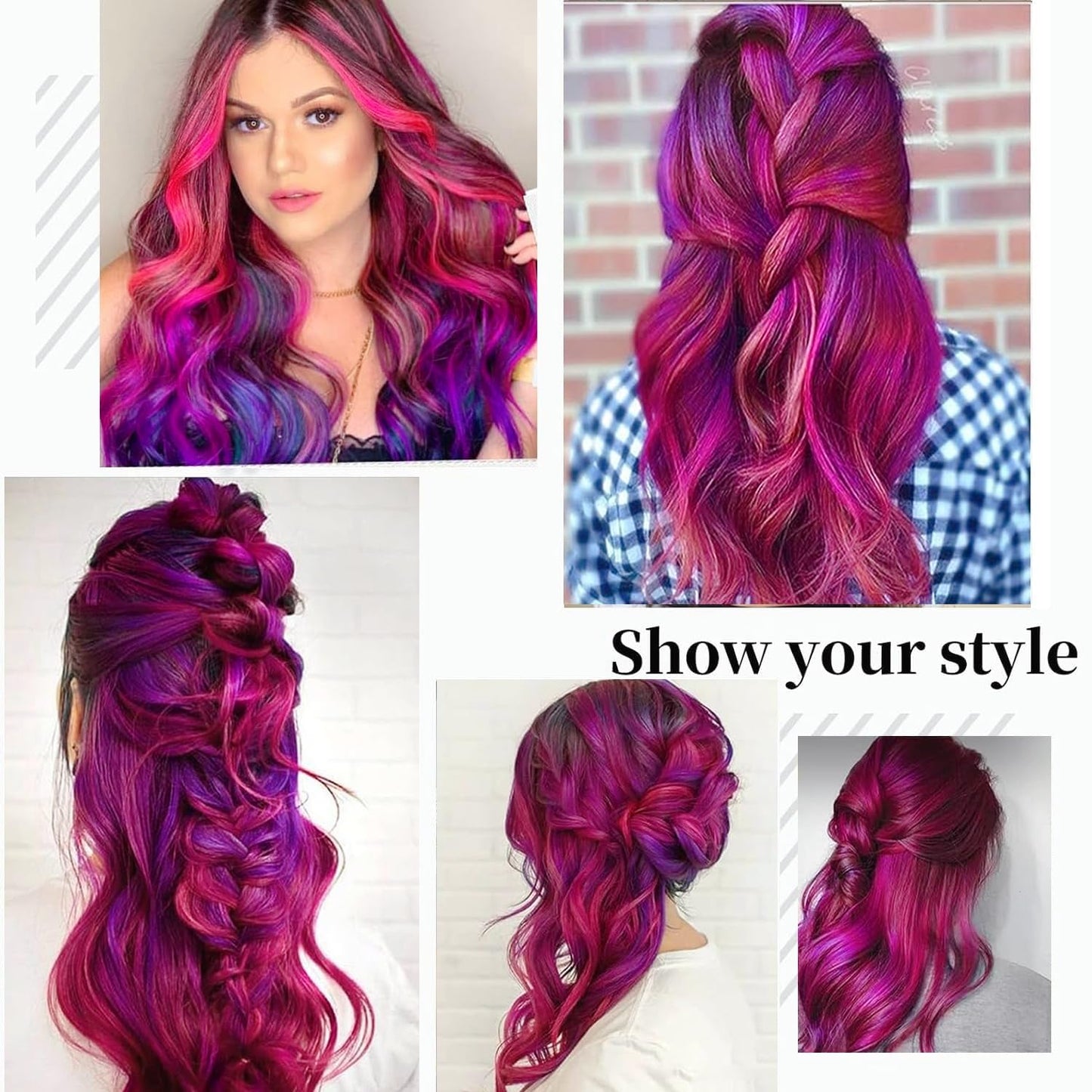 Sabosi Long Purple Ombre Curly Wig for Women Colorful Wig Cosplay Costume Wig Long Natural Loose Wavy for Halloween Costume Wig