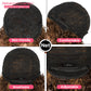 Rebecca Fashion Short Curly Human Hair Wigs for Black Women Side Part Cute Curly Bob Wig Brazilian Remy Non Lace Glueless Wigs Natural Looking Ombre Brown Color