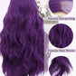 Sabosi Long Wavy Purple Wigs for Women 26 Inch Middle Part Curly Wavy Wig Natural Looking Synthetic Heat Resistant Fiber Wig for Daily Party Use