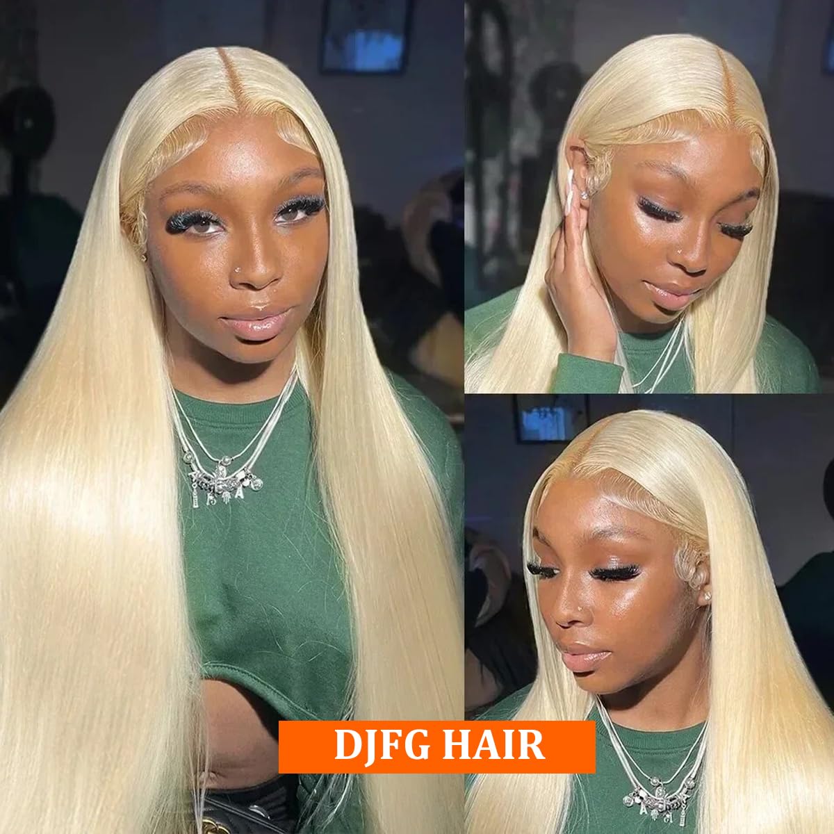DJFG 40 Inch 613 Lace Front Wig Human Hair Blonde Wig Human Hair 200 Density 613 13x6 Lace Front Wig Human Hair Pre Plucked HD Lace Frontal Wig Straight Glueless