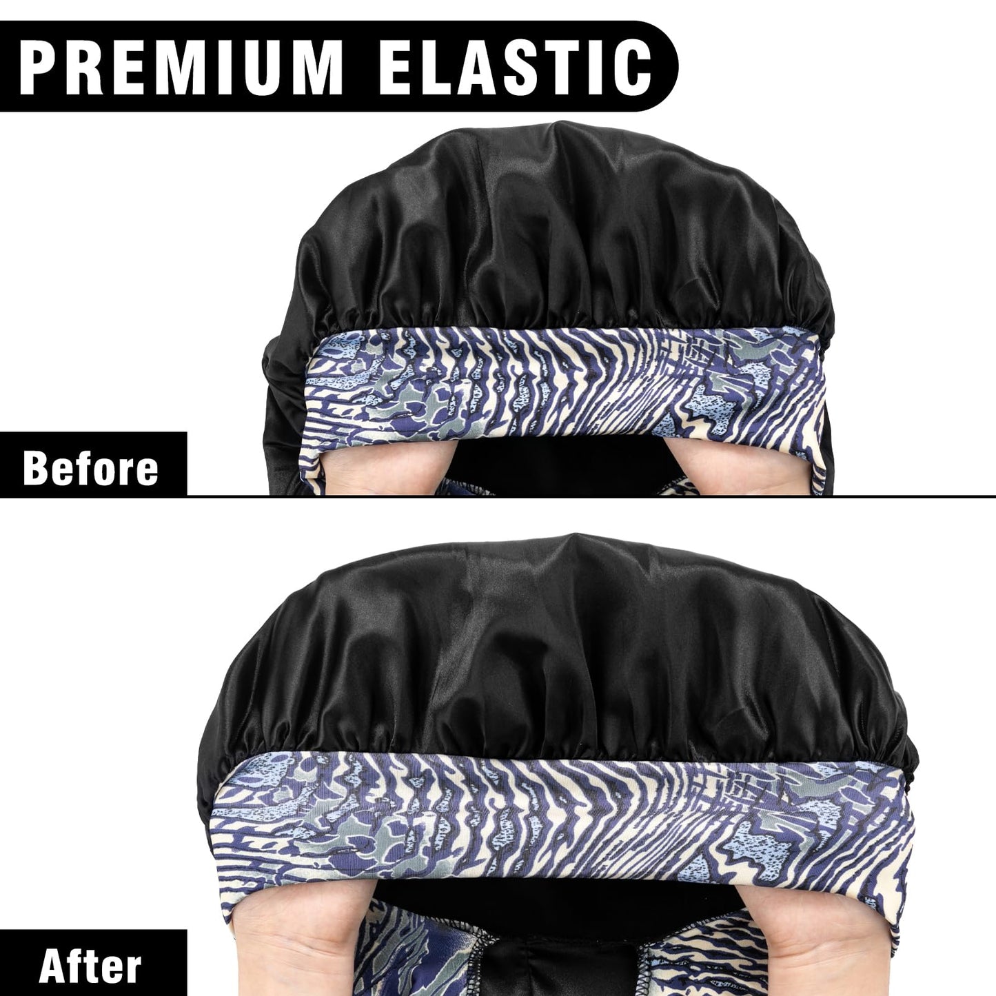 2Pcs Bonnets for Women Sleeping Braid Bonnet, Large Long Satin Silk Bonnet for Braids, Black Women Braid Bonnets with Stretchy Tie Band for Sleeping Extra Long (Pink &Black Pattern)