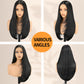 NOSTALGIA Black Wear and Go Glueless Wigs Straight Lace Front Wig Pre Cut Glueless Synthetic Layered Wig 24 Inch Middle Part Closure Wig For Women