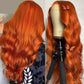 QZOQZO Ginger Lace Front Wigs Human Hair Body Wave 13x4 Transparent HD Lace Frontal Wigs Pre Plucked with Baby Hair for Black Women Human Hair Glueless Colored Wigs 30 inch