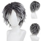 GNIMEGIL Mens Dreadlock Wig Cosplay Ombre Grey Curly Hairstyle Male Fake Dreads Hair Loc Short Braided Wig with Bangs Realistic Twist Rasta Wigs Funny Dress Up Costume Party