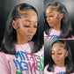 Karlami Bob Wig Human Hair 13x4 Frontal Lace Wig Body Wave HD Lace Front Wigs Human Hair Pre Plucked Glueless Bob Wigs for Women 150% density (Black, 12'')