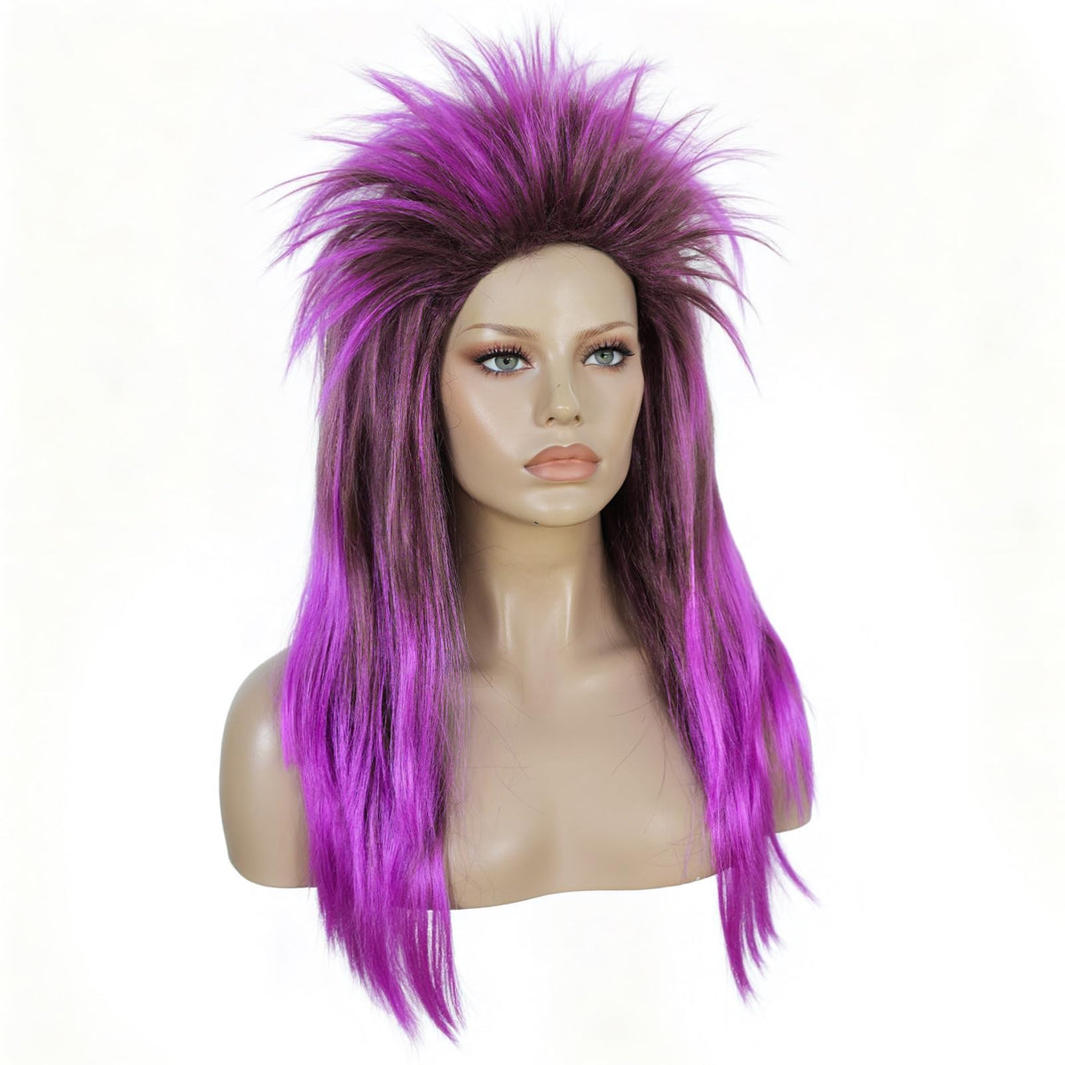 BESTBEL 80s Rocker Punk wig Ombre Purple Wig Rocking Diva Wigs Gothic Hair