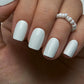 Curvlife Short Press on Nails Acrylic White Square Fake Nails with white Design Full Cover False Nails Reusable Nail Kit with Nail Glue Adhesive Tabs Glue on Nails