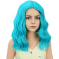 DUDUWIG Girls Blue Green Wig Kids Short Blue Green Wavy Curly Wig for Children Side Part Wigs Synthetic Hair Wigs Hairnet Include