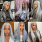SOSEXY Grey Lace Front Wigs Human Hair 13x4 HD Transparent Straight Lace Frontal Wigs 180% Density Human Hair Wigs for Women Pre Plucked with Baby Hair Gray Wig