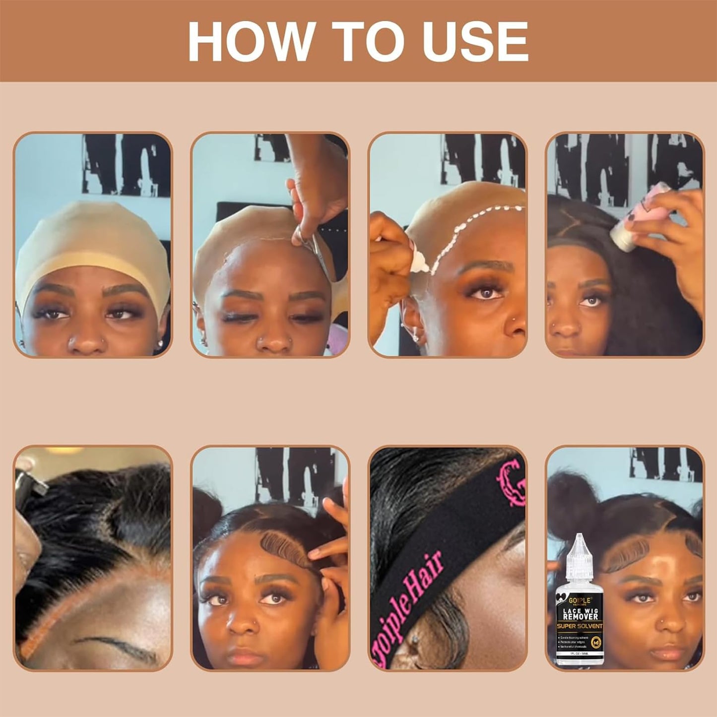 Lace Tint Melting Hair Mousse for Women Hair Wigs Lace Wigs Toupees and Hairpieces Natural Finishing Lace Color, Lace Tint Mousse for Wigs Lace Melting Spray Set (Light Brown)