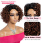 Rebecca Fashion Short Curly Human Hair Wigs for Black Women Cute Curly Bob Wig Side Part Brazilian Remy Non Lace Glueless Wigs Natural Looking Ombre Natural Color to Brown