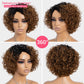 Rebecca Fashion Short Curly Human Hair Wigs for Black Women Cute Curly Bob Wig Side Part Non Lace Glueless Wigs Brazilian Remy Natural Looking Ombre Natural Color to Honey Brown