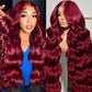 99j Burgundy Lace Front Wigs Human Hair Pre Plucked 200% Density Burgundy Wig Human Hair Body Wave 99j Human Hair Wig 13x4 Frontal Wig Colored Wine Red 30 Inch Wigs Human Hair