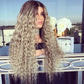 YruYptpaln Deep Wave Lace Front Wigs Wear and Go Glueless Wigs Pre Cut Wet and Wavy Lace Front Wigs Middle Part Wigs for White Women(Beige, One Size)