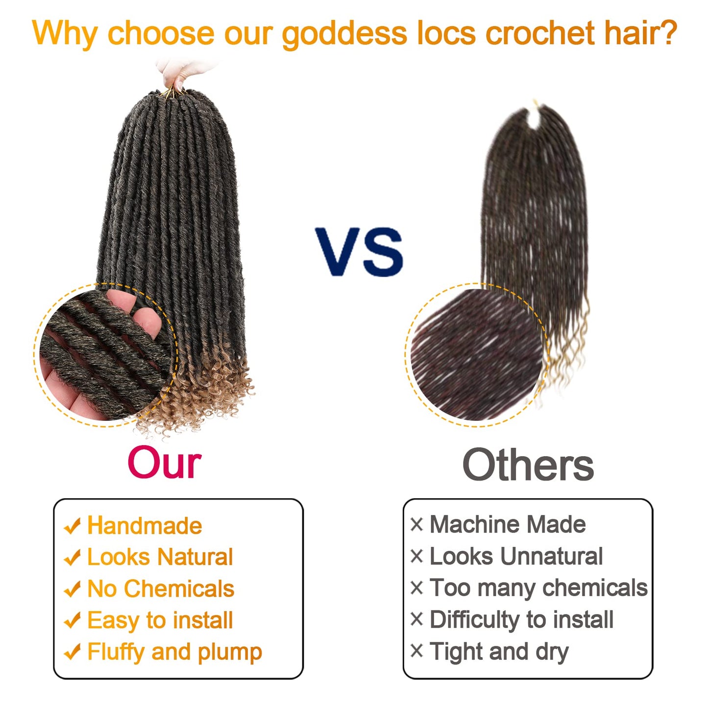 6 Packs Goddess Locs Crochet Hair, 24 Inch Straight Faux Locs Crochet Braids, Pre-Looped Curly Soft Synthetic Ombre Braiding Hair Extensions for Black Women(24 Inch, 6 Packs, 1B/27#)