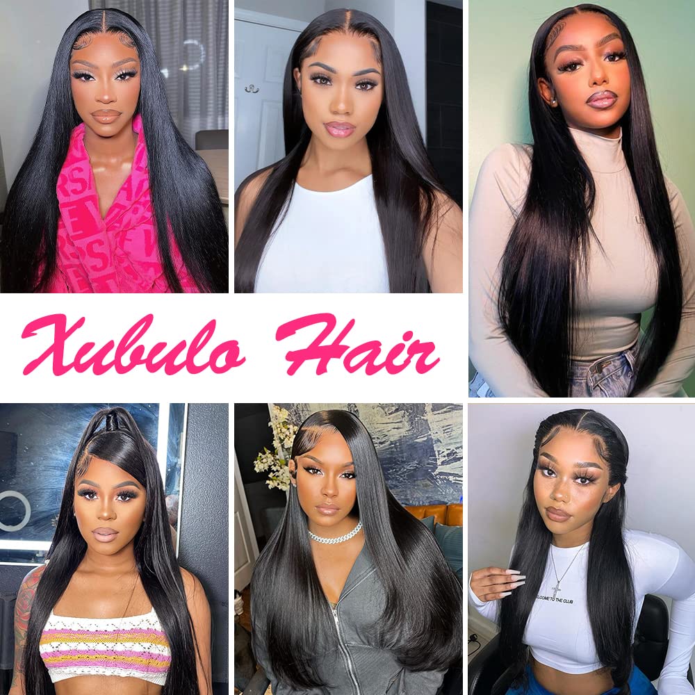 XUBULO Straight Lace Front Wigs Human Hair 13x4 Transparent HD Lace Front Wigs Human Hair Pre Plucked 200 Density Straight Frontal Wigs Human Hair with Baby Hair for Women 26 Inch