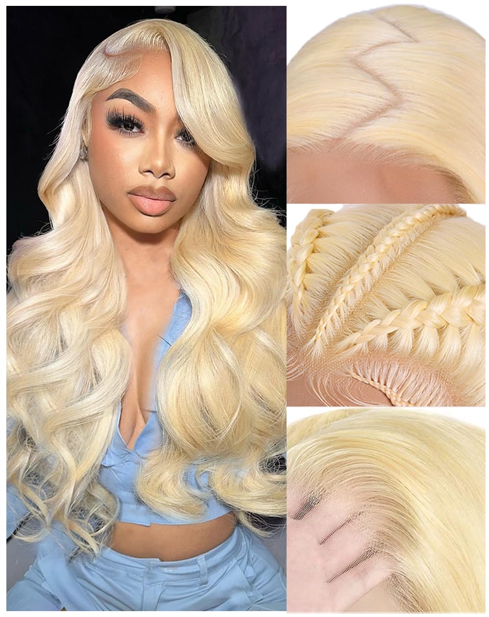 Femca 613 13x6 Lace Front Wig Human Hair 200 Density Blonde Wig Human Hair HD Lace Frontal Wig Pre Plucked 100% Real Human Hair Easily Stained No Tangle Minimal Shedding 24 Inch