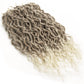 Faux Locs Crochet Hair 24Inch Wavy Pre-looped Goddess Locs Crochet Hair, 6Packs Soft Locs Curly Ends Dreadlock Crochet Locs Synthetic Crochet Hair for Black Women Human Hair (27/613, 24'')