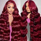 Dewyigs 28 Inch 99J Burgundy Lace Front Wigs Human Hair 13x4 HD Transparent Body Wave Lace Front Wigs Human Hair Pre Plucked 99j Burgundy Red Wine Glueless Human Hair Wigs for Women