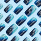 RTKHFZE Press on Nails Medium,Blue Press on False Nails,Square Fake Nails, Medium Nails Press Ons,with Designs Acrylic Nail,Full Cover Glue on Nail for Women Manicure
