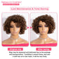Rebecca Fashion Short Curly Human Hair Wigs for Black Women Side Part Cute Curly Bob Wig Brazilian Remy Non Lace Glueless Wigs Natural Looking Ombre Brown Color