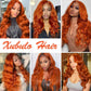 XUBULO 30 Inch Ginger Wig Human Hair Body Wave Pre Plucked 13x4 HD Ginger Lace Front Wigs Human Hair 200% Density Transparent Lace Frontal Colored Glueless Wigs Human Hair
