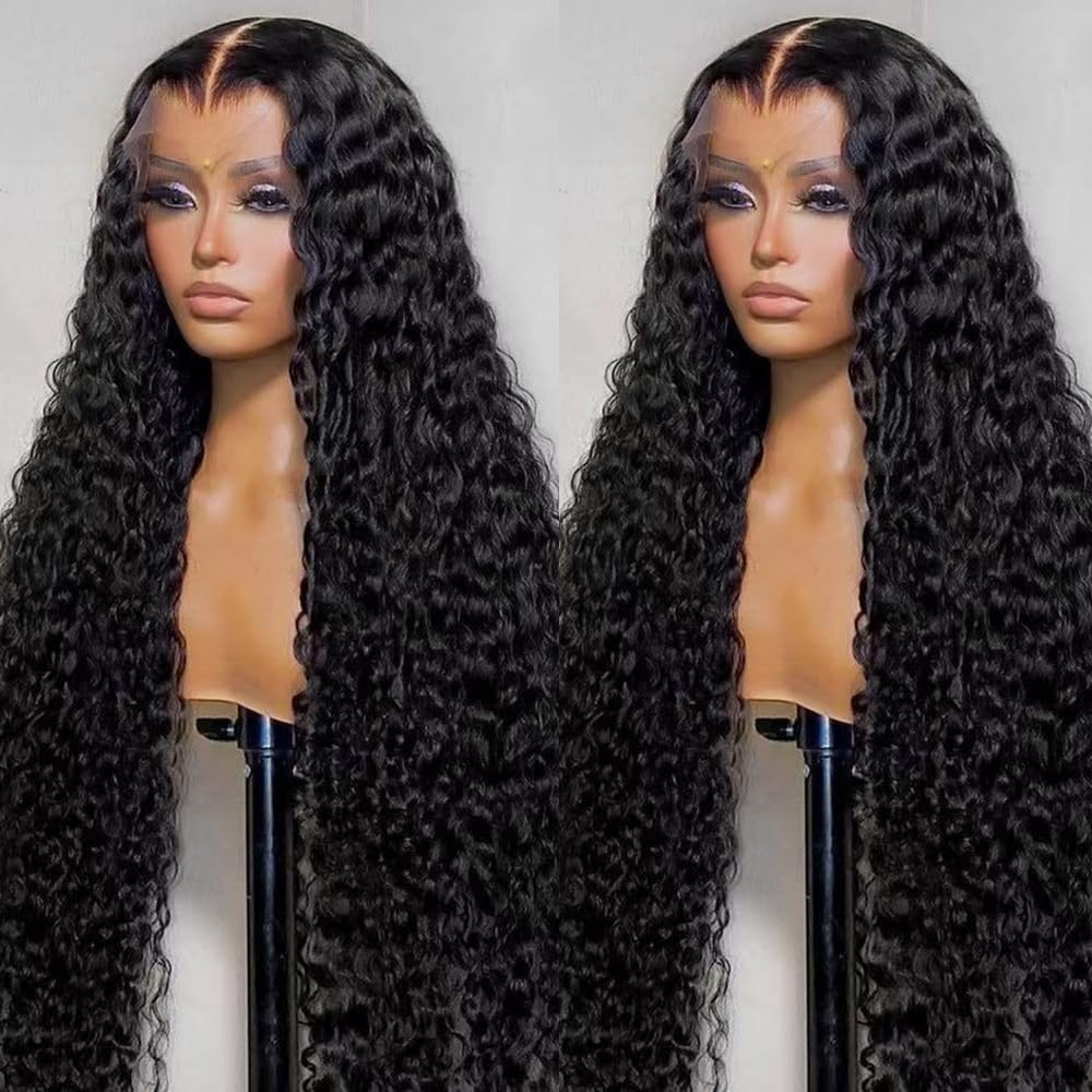 SISIFIRE Wigs for Black Women 13x6 Water Wave Lace Front Wigs Synthetic HD Lace Front Wig Natural Hairline Pre Plucked Glueless Wet and Wavy Lace Front Curly Wigs