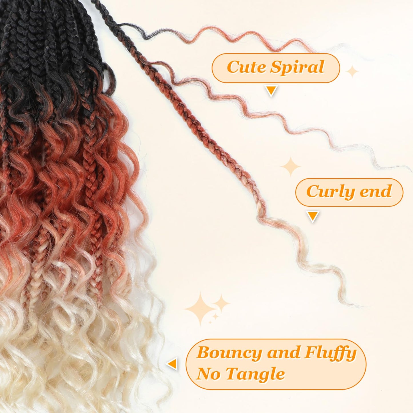 Yewell 9 Packs Goddess Box Braids Crochet Hair Boho Crochet Box-Braids With Curly Ends Crochet-Hair For Black Women, 12 Inch Pre Looped Bohemian Crochet Box-Braid (12Inch 9 Packs,1B/30/613)