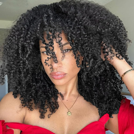 VFFTI Wear Go Kinky Curly Half Wig Human Hair 22 Inch Glueless Wigs Human Hair 200% Density Curly 3 In 1 Half Wigs for Women Afro Curly Seamless Flip Wig Invisible Hairline
