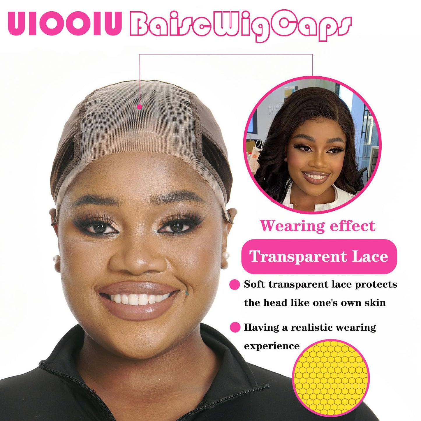 Lace Wig Grip Cap for Women 4x5 Transparent Lace Wig Caps Non Slip Wig Gripper for Keeping Wigs In Place Adjustable Wig Cap(Brown,Small)