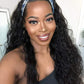 Curly Headband Wig, Beginner Friendly Wear and Go Glueless Wig with Headband Attached, Heat-resistant Soft Synthetic Hair As Human Hair, Water Wave Half Wigs for Black Women (Natural Black, 18 Inch)