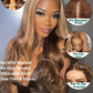 KLAIYI Wear And Go Glueless Wig Bye Bye Knots 13x4 Precut Lace Front Wigs Human Hair Ombre Highlight Blonde Body Wave Wig Pre Bleached Pre Everything Pre Plucked with Baby Hair 3S Ready to Wear 26Inch