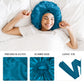 3Pcs Silk Bonnet for Sleeping, Satin Hair Bonnets for Sleeping Black Curly Hair Women Extra Large Jumbo Bonnet with Tie Band Braids (Black+Peacock Blue+Purple)