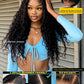 Sunber 4C Kinky Edges Water Wave Human Hair Wigs with Drawstring Bye Bye Knots Pre Cut 7x5 HD Lace Front Water Wave Glueless Wigs Put On and Go Pre Bleached Knots 180% Density 14Inch Beginner friendly