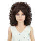 PATTNIUM Brown Short Curly Wig for Girls Kids Shoulder Length Brown Curly Synthetic Wig with Wig Cap Halloween Cosplay Costume Party Daily Wig