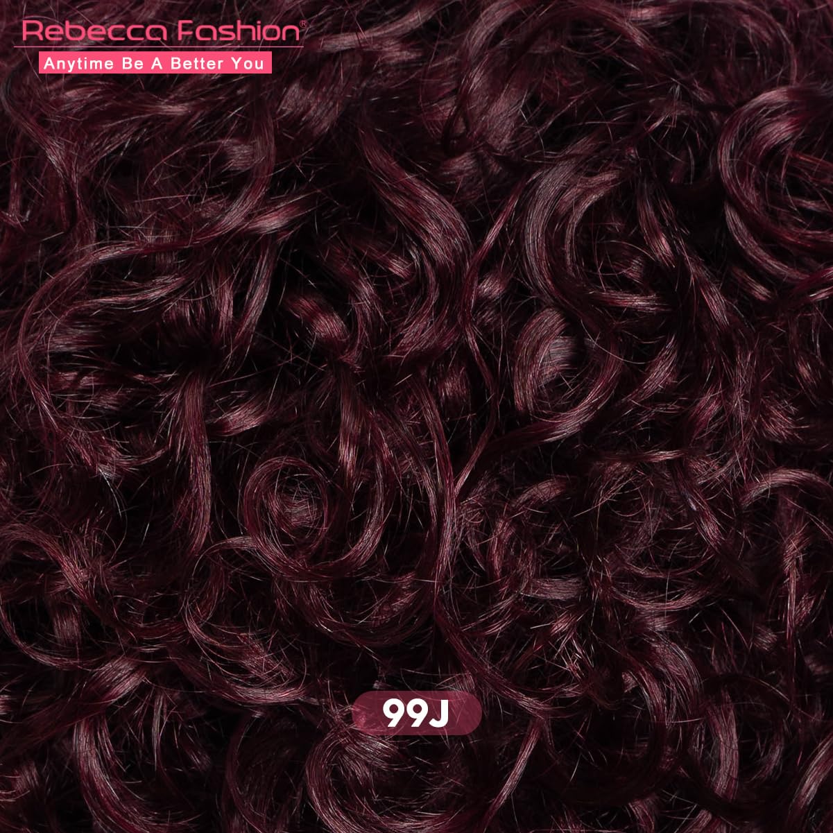 Rebecca Fashion 99J Burgundy Short Curly Human Hair Wigs for Black Women Cute Curly Bob Wig Side Part Non Lace Glueless Wigs Brazilian Remy Natural Looking