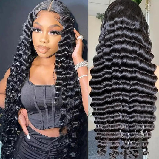 ALYOGA Deep Wave Lace Front Wigs Human Hair 13x6, Real Remy Virgin Human Hair Wig for Black Women, 200 Density, Daily Wear Suitable Pre Plucked with Baby Hair, Natural Color, 20 Inch