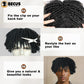 BECUS Topper Dreadlock Hairpiece for Black Men, Short Afro Fake Dreads Braids Clip In Toupee with Clips, Hairpieces for Thinning Hair, Daily Wear Halloween Cosplay Costume Party(Black-Toupee)