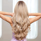 HAIRCUBE Ombre Gray Blonde Synthetic Women's Wig Layered Wigs with Bangs Long Wavy Heat Resistant Natural Wigs