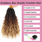 COOKOO 12 Inch Boho Box Braids Crochet Hair for Black Women 8 Pack Synthetic Pre Looped Bohemian Goddess Box Braids Crochet Hair Curly Ends Ombre Brown Braiding Hair 53#