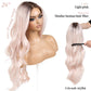 ENCOUNTERU Wear and Go Glueless Pink Wigs For Women Body Wave Wig with Bangs Synthetic Lace Front Pre Plucked Pre Cut HD Lace Glueless Ready to Wear Wig Light Pink Middle Part 26 Inch